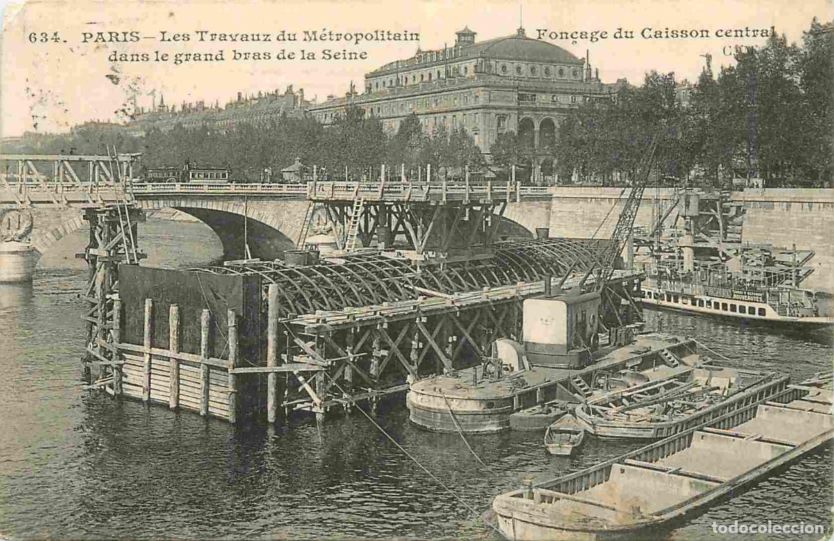 Postais: France - 75 - Paris - Les Travaux du M&eacute;tropolitain dans le grand bras de la Seine - Fon&ccedil;age du Caiss
