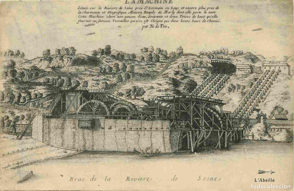 Postais: France - 75 - Paris - La Machine - Dessin du syst&egrave;me d'approvisionnement en eau du Ch&acirc;teau de Versai