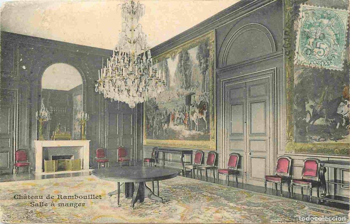 Cartoline: France - 78 - Rambouillet - int&eacute;rieur du Ch&acirc;teau - Salle &agrave; Manger - Coloris&eacute;e - CPA - Oblit&eacute;ration r
