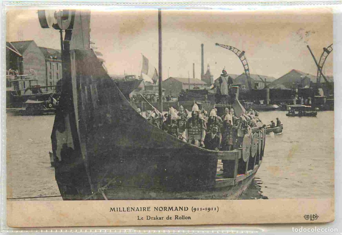 Cartoline: France - 76 - Rouen - Mill&eacute;naire Normand 1911 - Le Drakar de Rollon - Vikings - Anim&eacute;e - CPA - Etat