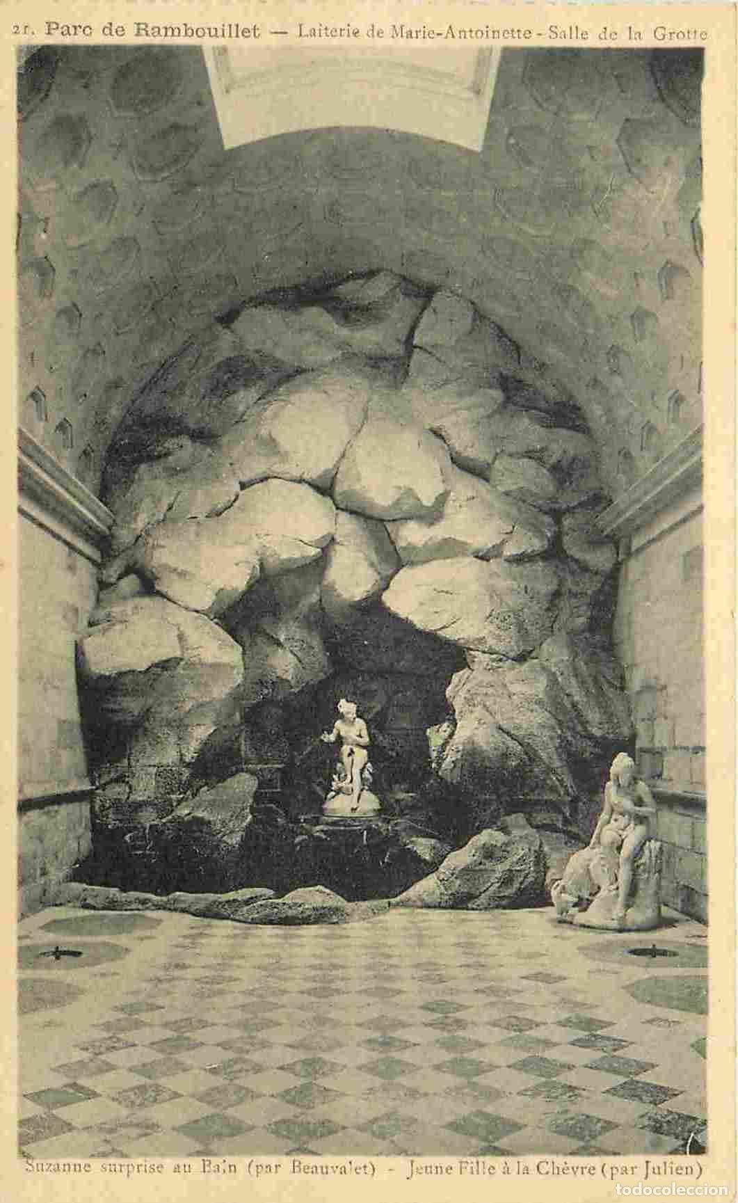 Cartoline: France - 78 - Rambouillet - Le Parc - Suzanne surprise au Bain par Beauvalet - Jeune Fille &agrave; la Ch&egrave;v