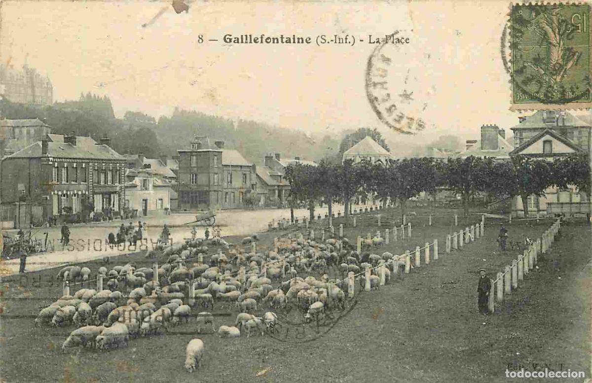 Cartoline: France - 76 - Gaillefontaine - La Place - Anim&eacute;e - Moutons - Correspondance - CPA - Oblit&eacute;ration ron