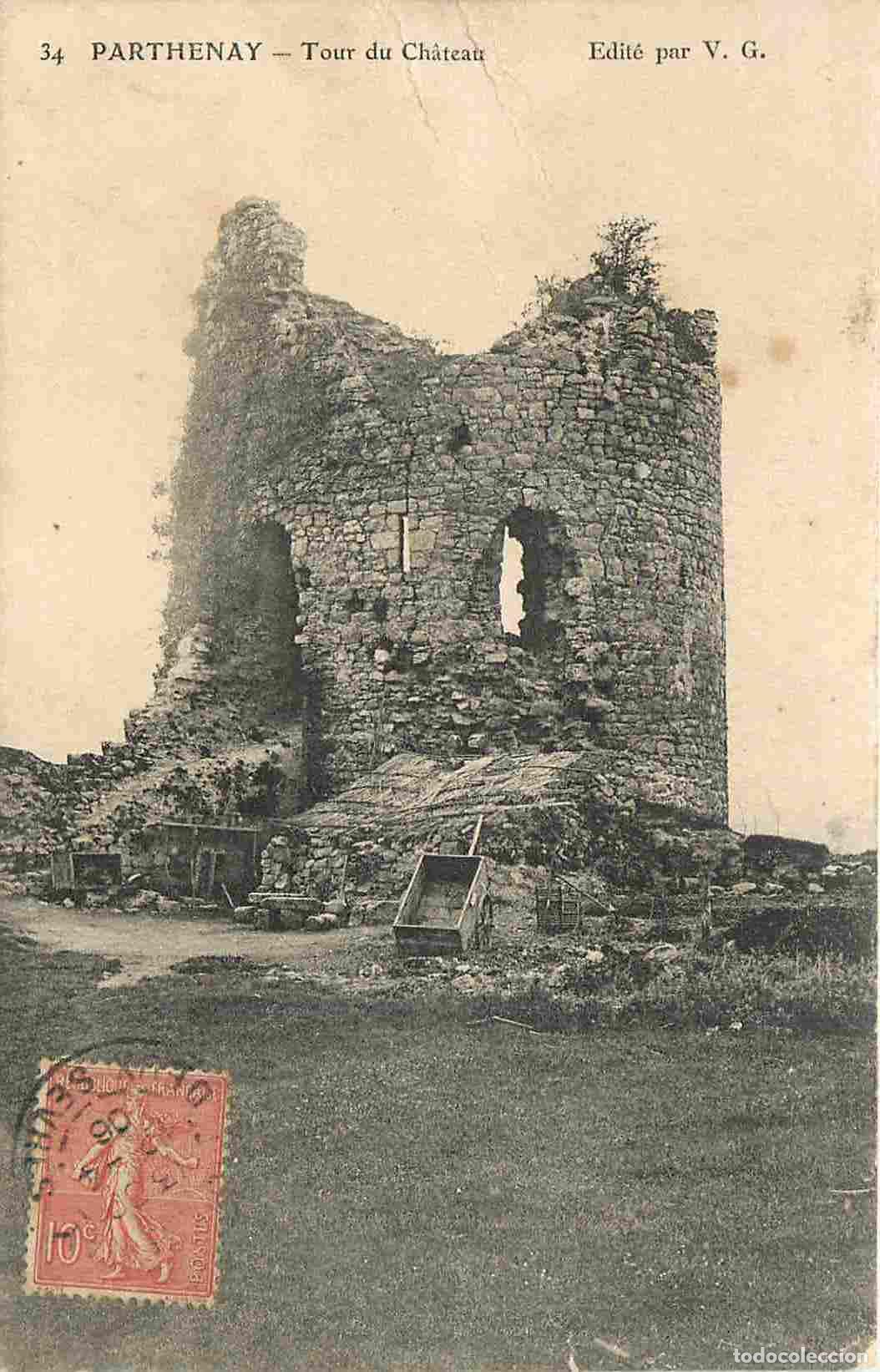Postales: France - 79 - Parthenay - Tour du Ch&acirc;teau - Correspondance - CPA - Oblit&eacute;ration ronde de 1906 - Etat