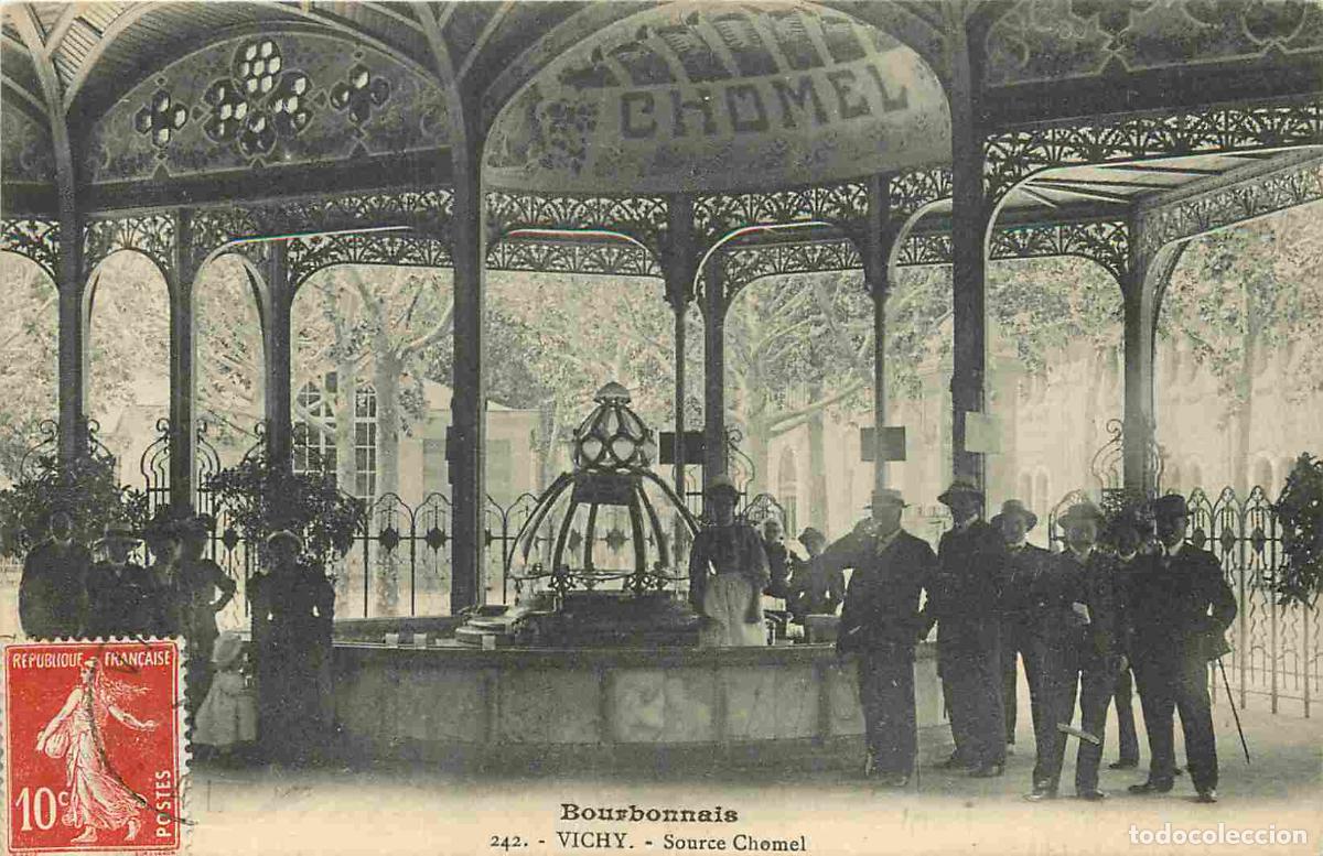 Postales: France - 03 - Vichy - Source Chomel - Anim&eacute;e - Correspondance - CPA - Oblit&eacute;ration ronde de 1909 - V