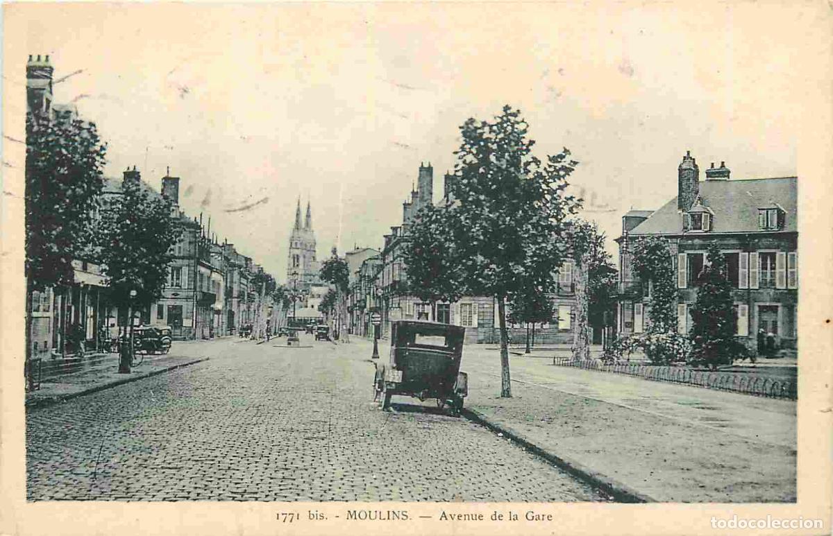 Postales: France - 03 - Moulins - Avenue de la Gare - Automobiles - CPA - Oblit&eacute;ration ronde de 1941 - Voir Sc