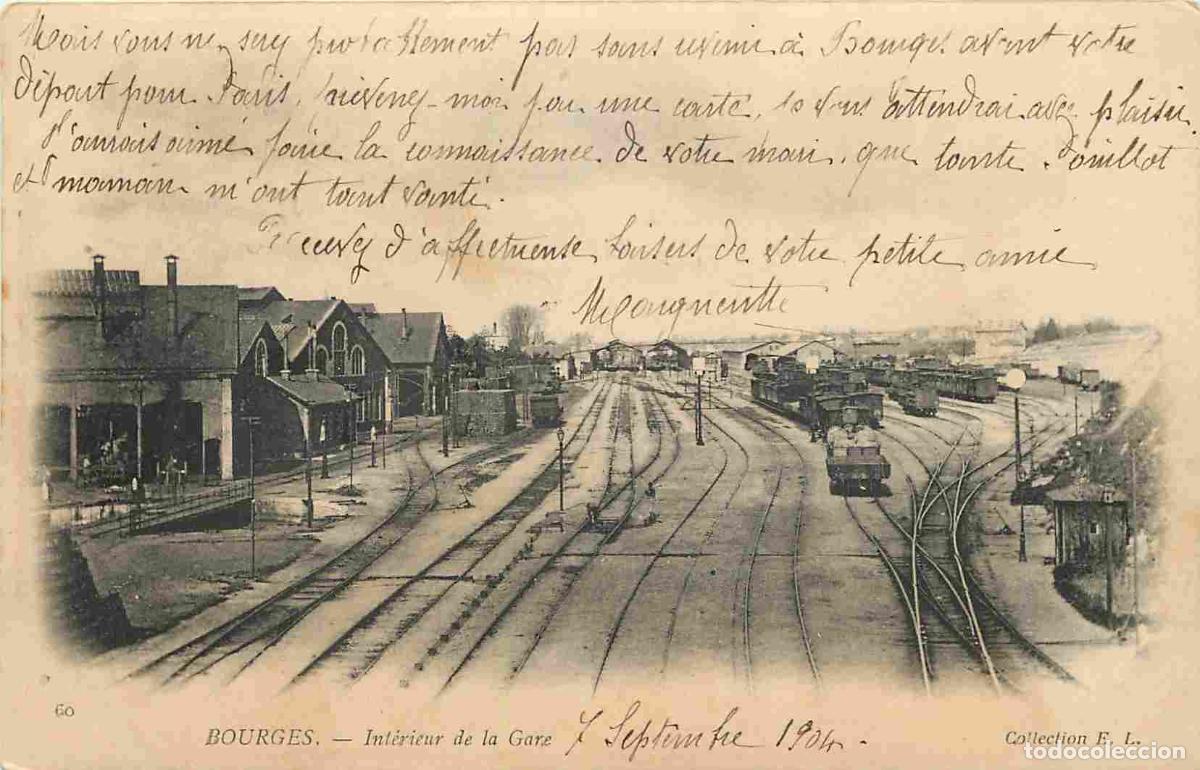 Cartes Postales: France - 18 - Bourges - int&eacute;rieur de la Gare - Trains - Correspondance - CPA - Oblit&eacute;ration ronde de