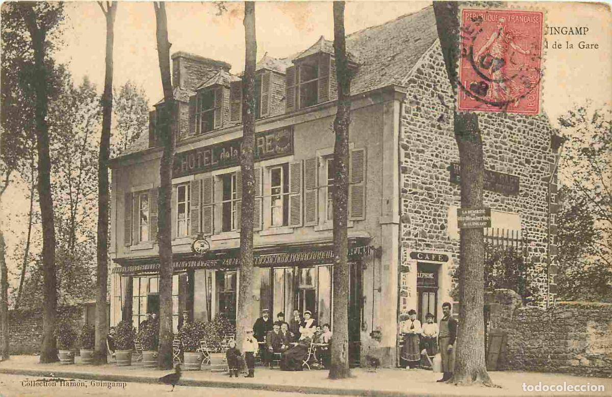 Cartes Postales: France - 22 - Guingamp - Hotel de la Gare - Anim&eacute;e - CPA - Oblit&eacute;ration ronde de 1907 - Voir Scans R