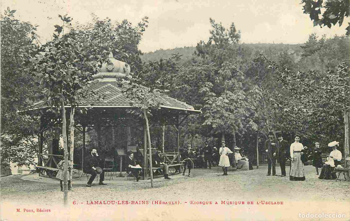 Postkarten: France - 34 - Lamalou les Bains - Kiosque &agrave; Musique de l'Usclade - Anim&eacute;e - Correspondance - CPA - O