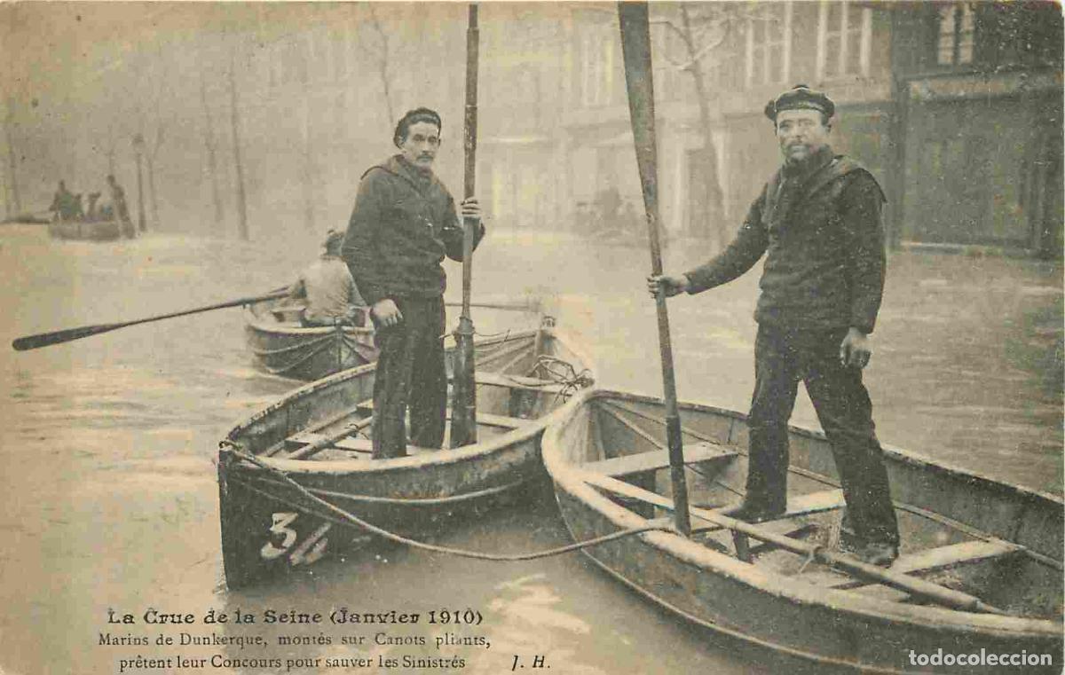 Cartes Postales: France - 75 - Paris - Crue de la Seine et inondations de 1910 - Marins de Dunkerque mont&eacute;s sur Canot