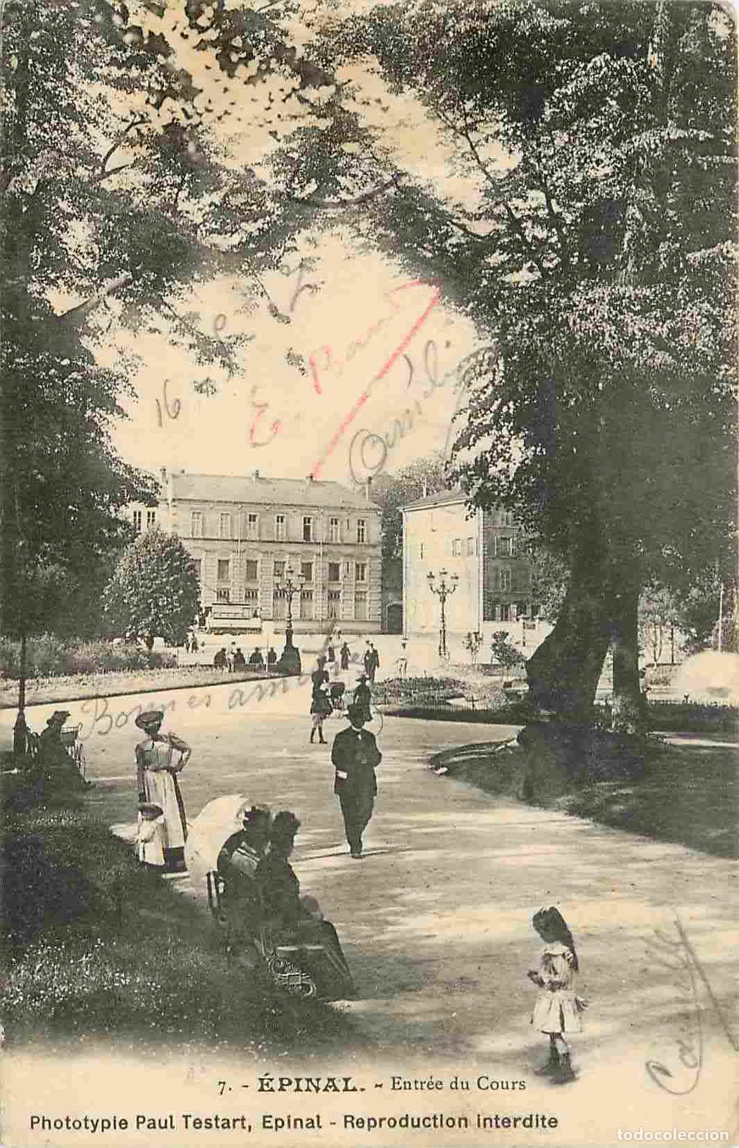 Cartes Postales: France - 88 - Epinal - Entr&eacute;e du Cours - Anim&eacute;e - Correspondance - CPA - Oblit&eacute;ration ronde de 1907
