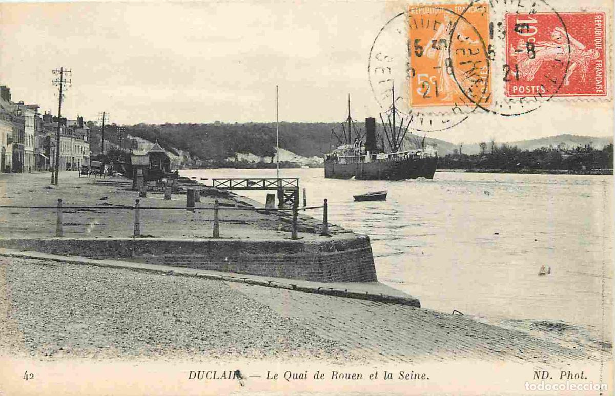 Cartes Postales: France - 76 - Duclair - Le Quai de Rouen et la Seine - Bateaux - CPA - Oblit&eacute;ration ronde de 1921 -
