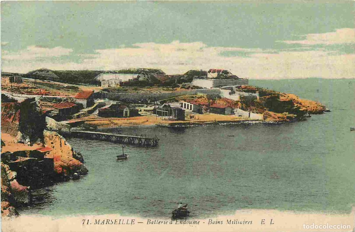 Postkarten: France - 13 - Marseille - Batterie &agrave; Endoume - Bains militaires - Coloris&eacute;e - CPA - Oblit&eacute;ration ron