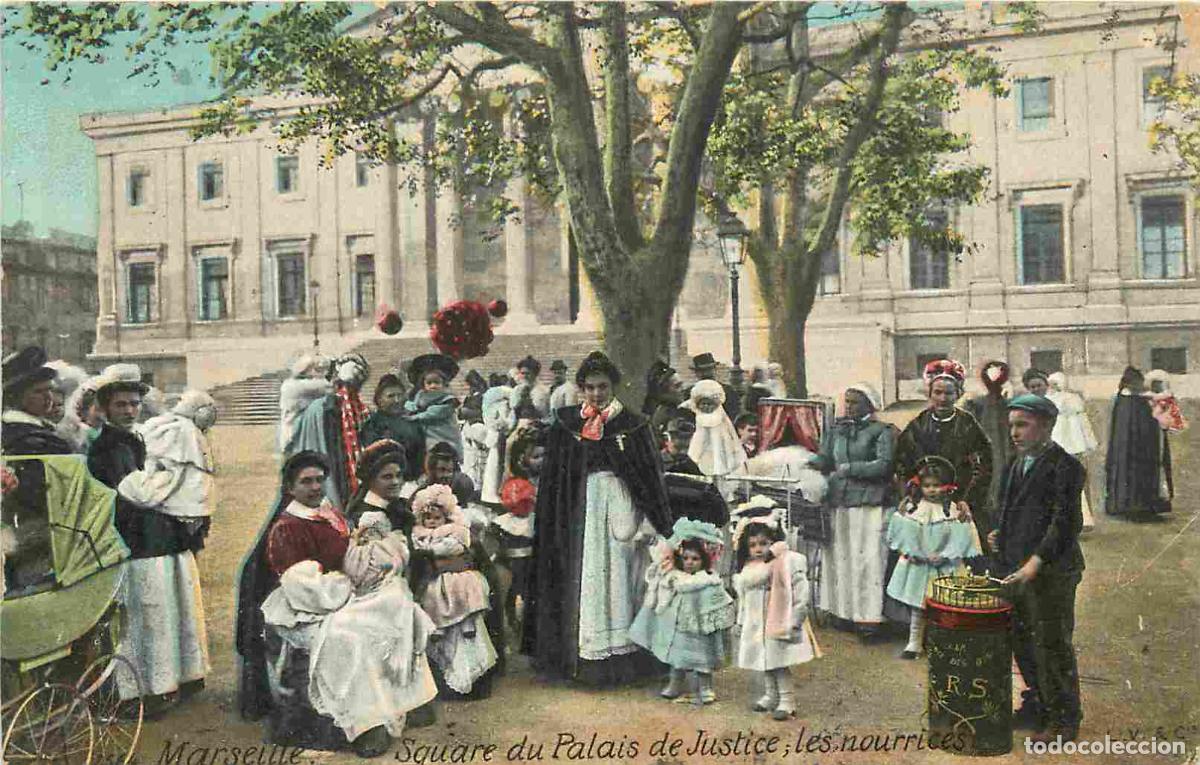 Cartoline: France - 13 - Marseille - Square du palais de Justice - Les nourrices - Anim&eacute;e - Coloris&eacute;e - Enfants
