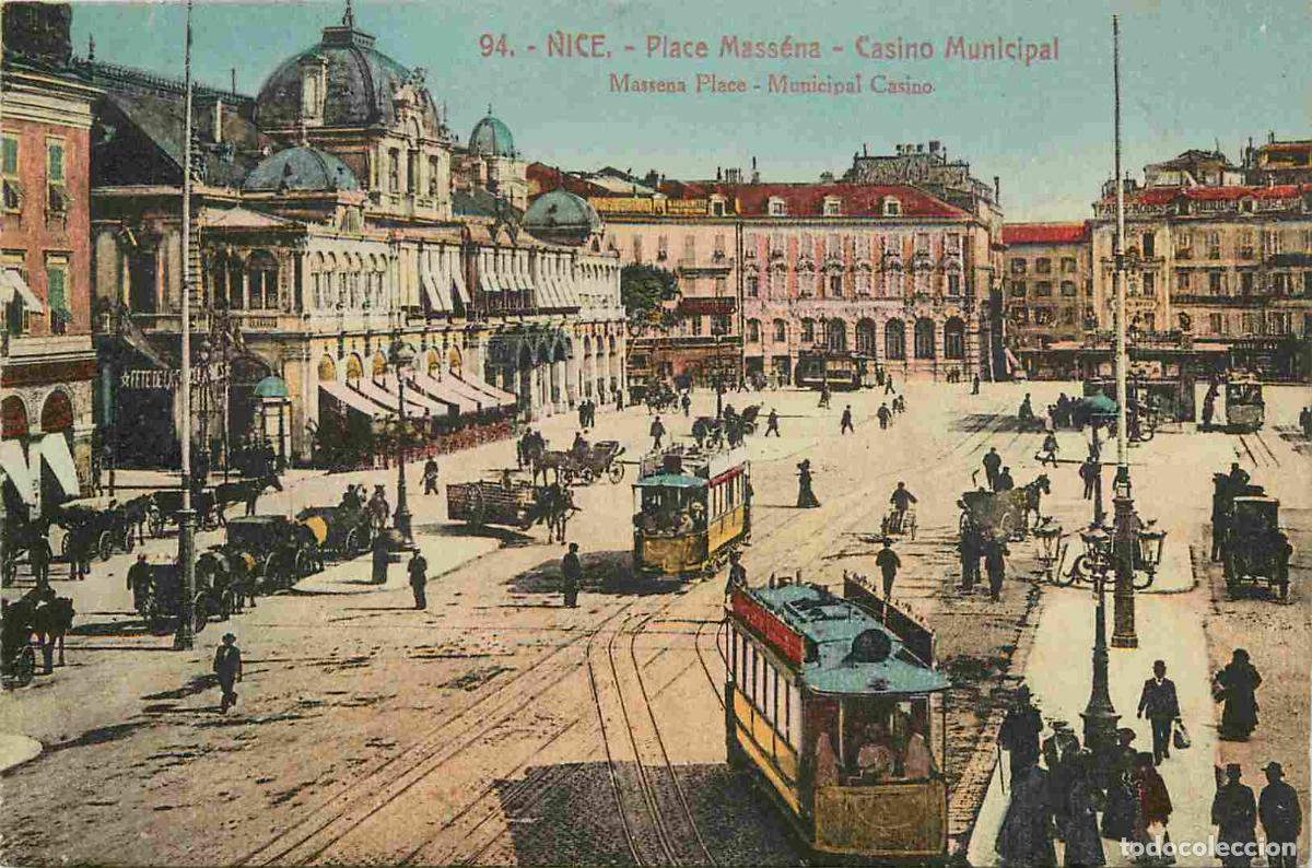 Cartoline: France - 06 - Nice - Place Mass&eacute;na - Casino Municipal - Anim&eacute;e - Tramway - Coloris&eacute;e - Correspondanc