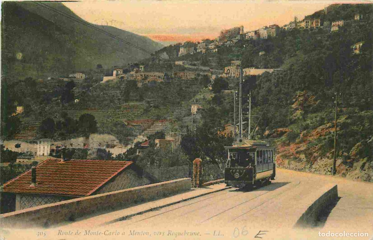 Cartes Postales: France - 06 - Alpes Maritimes - Route de Monte Carlo vers Roquebrune - Tramway - Coloris&eacute;e - Corresp