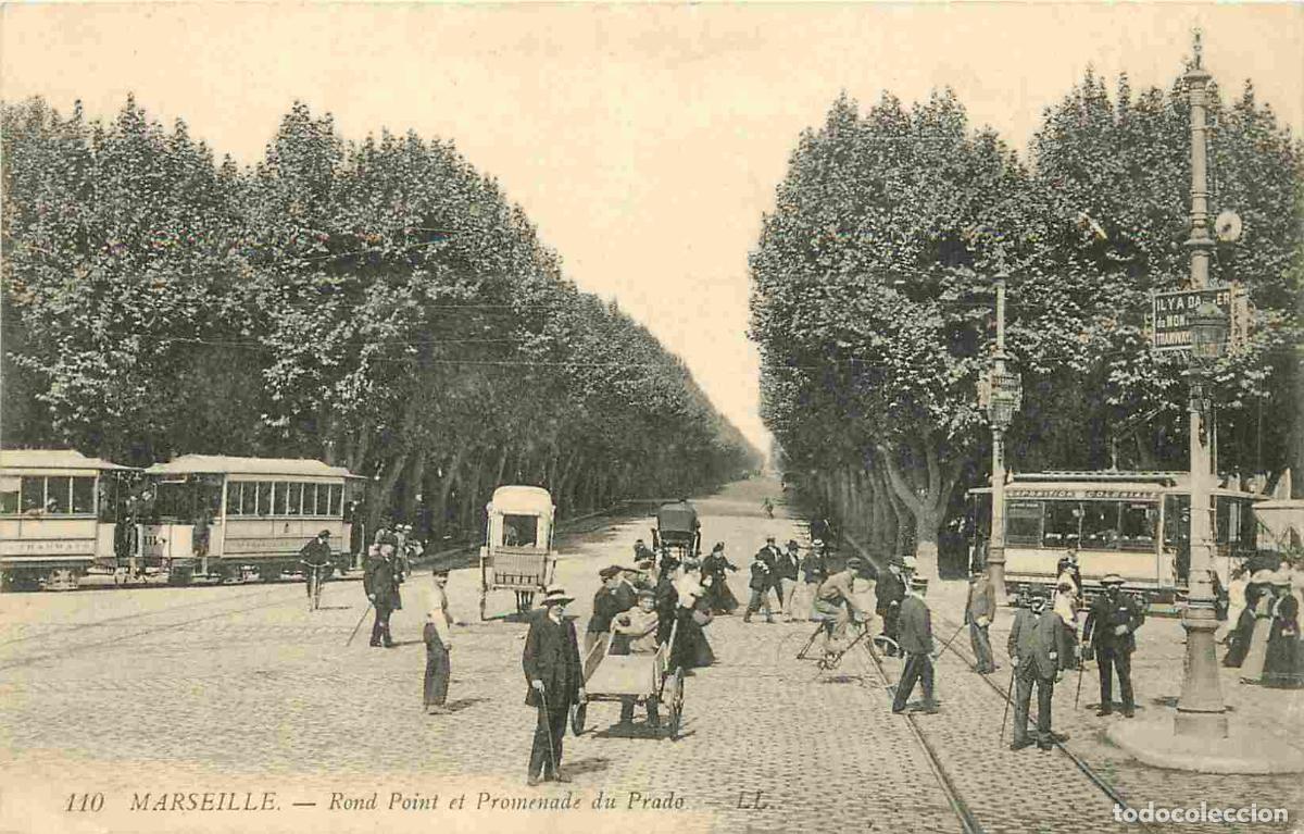 Cartes Postales: France - 13 - Marseille - Rond Point et Promenade du Prado - Anim&eacute;e - Tramway - Correspondance - CPA