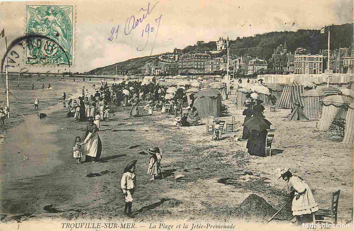 Cartes Postales: France - 14 - Trouville - La Plage et la Jet&eacute;e Promenade - Anim&eacute;e - Sc&egrave;nes de Plage - CPA - Oblit&eacute;ra
