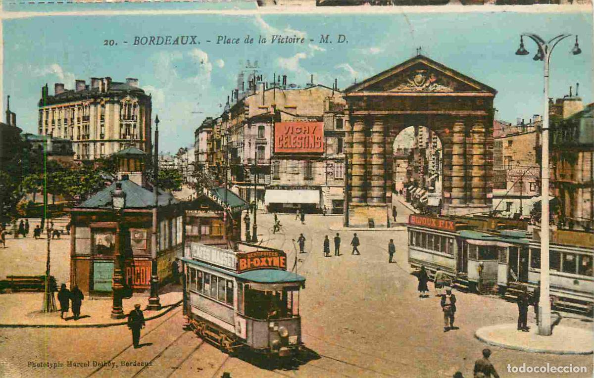 Cartes Postales: France - 33 - Bordeaux - Place de la Victoire - Anim&eacute;e - Coloris&eacute;e - Tramway - CPA - Oblit&eacute;ration ro