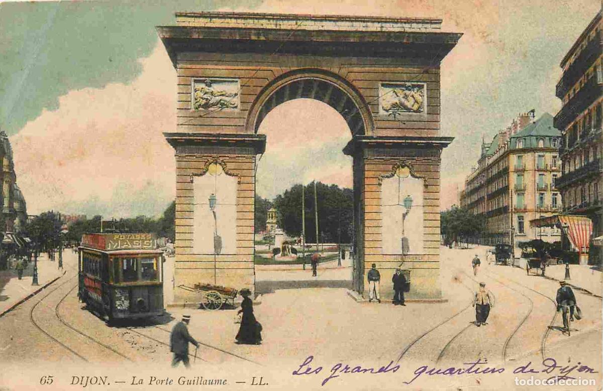 Postkarten: France - 21 - Dijon - Porte Guillaume - Anim&eacute;e - Tramway - Coloris&eacute;e - Correspondance - CPA - Etat p
