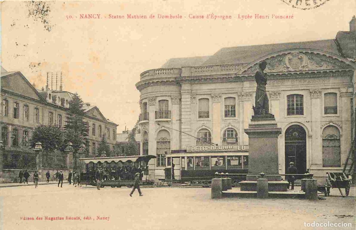 Postkarten: France - 54 - Nancy - Statue Mathieu de Dombasle - Caisse d'Epargne - Lyc&eacute;e henri poincar&eacute; - Anim&eacute;e