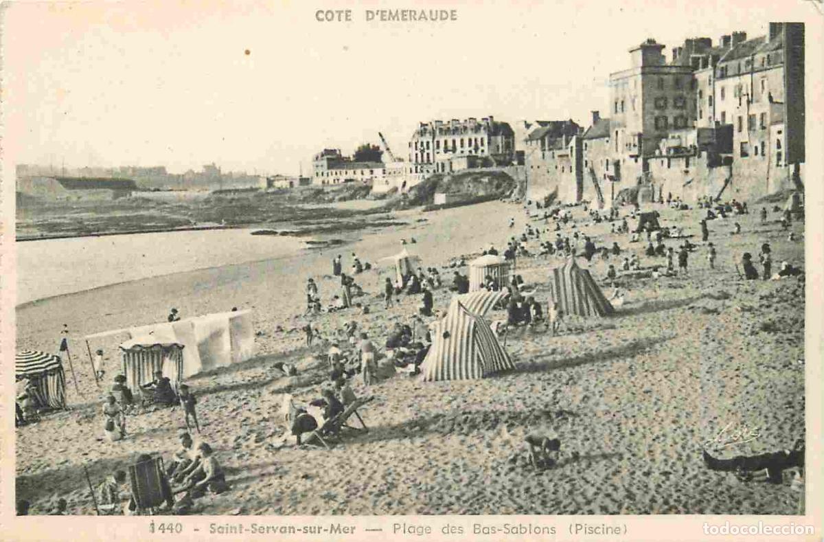 Cartes Postales: France - 35 - Saint Servan sur Mer - Plage des Bas-Sablons - Piscine - Anim&eacute;e - Sc&egrave;nes de Plage - Co