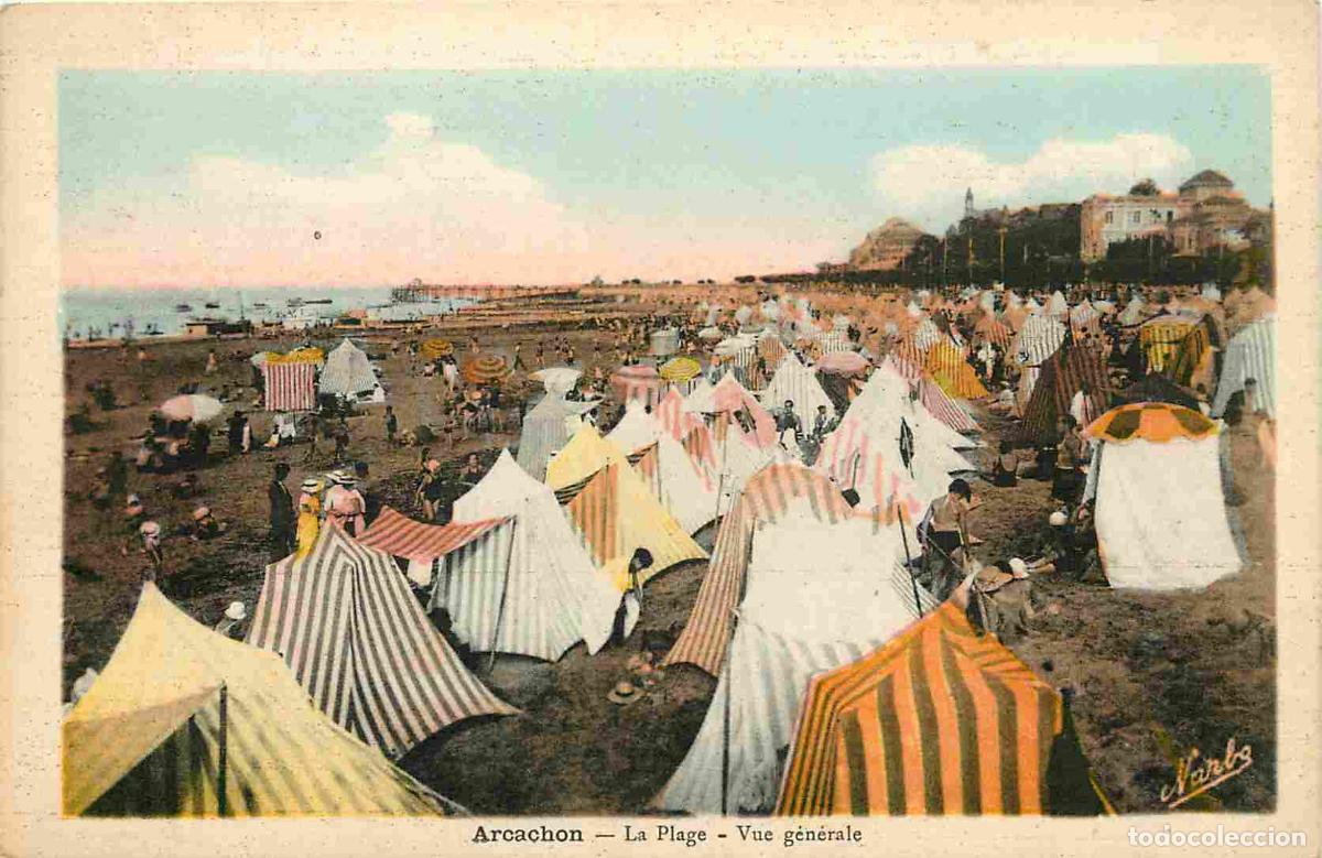 Cartes Postales: France - 33 - Arcachon - La Plage - Anim&eacute;e - Sc&egrave;nes de Plage - Coloris&eacute;e - Correspondance - CPA - Vo