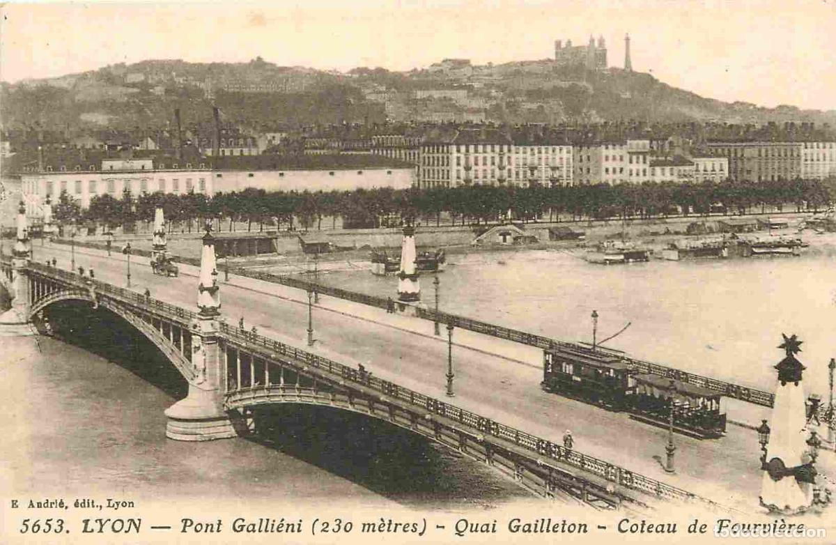 Cartes Postales: France - 69 - Lyon - Pont Galli&eacute;ni 230 m&egrave;tres - Quai Gailleton - Coteau de Fourvi&egrave;re - Tramway - CPA