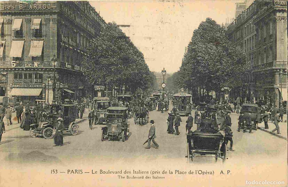 Cartes Postales: France - 75 - Paris - Boulevard des Italiens pr&eacute;s de la Place de l'Op&eacute;ra - Anim&eacute;e - Automobiles - CP