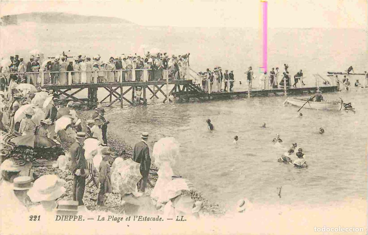 Postcards: France - 76 - Dieppe - La Plage et l'Estacade - Anim&eacute;e - Correspondance - CPA - Oblit&eacute;ration ronde d
