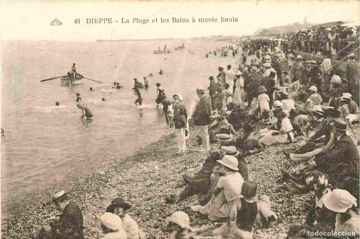 Postcards: France - 76 - Dieppe - La Plage et les Bains &agrave; mar&eacute;e haute - Anim&eacute;e - Sc&egrave;nes de Plage - CPA - Voir S