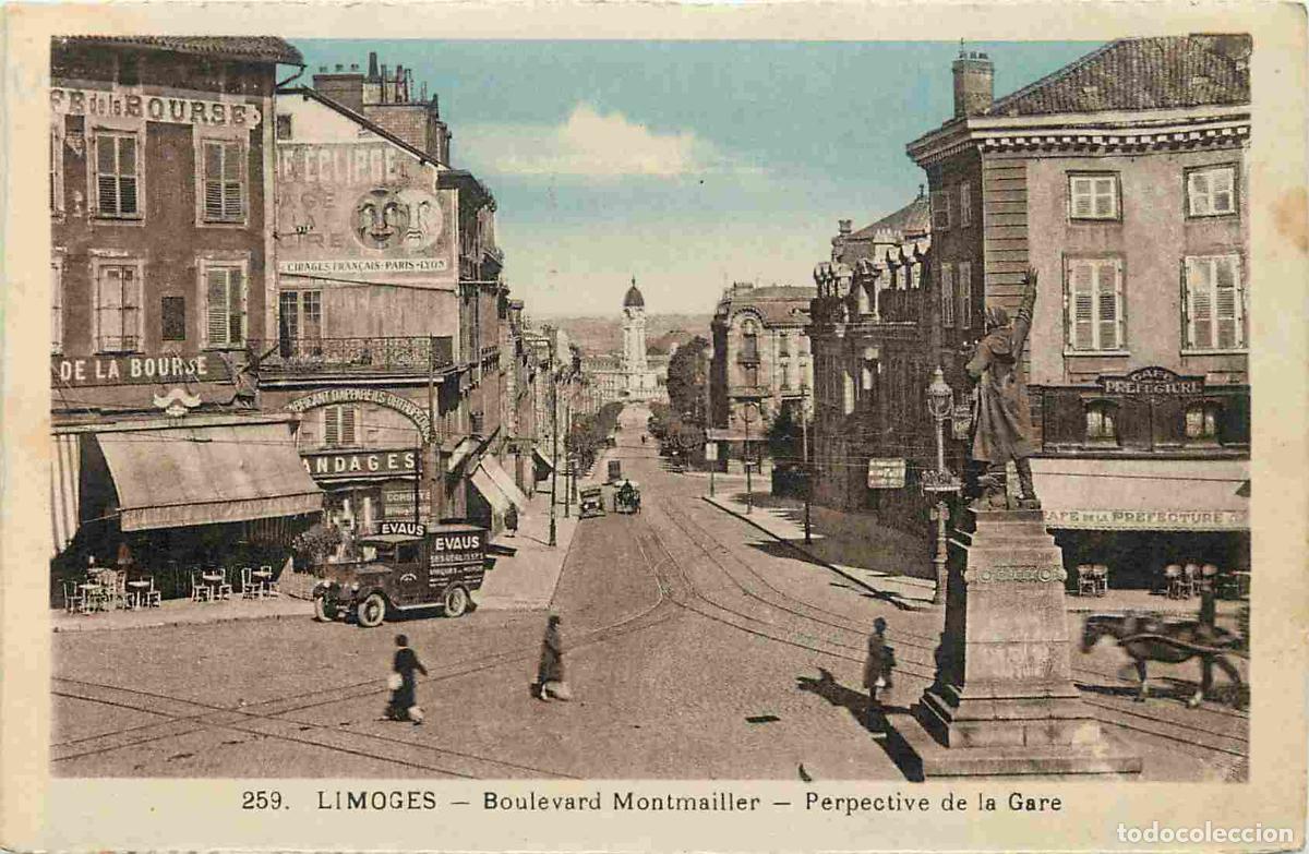 Cartes Postales: France - 87 - Limoges - Boulevard Montmailler - Perpective de la Gare - Automobiles - Coloris&eacute;e - CP