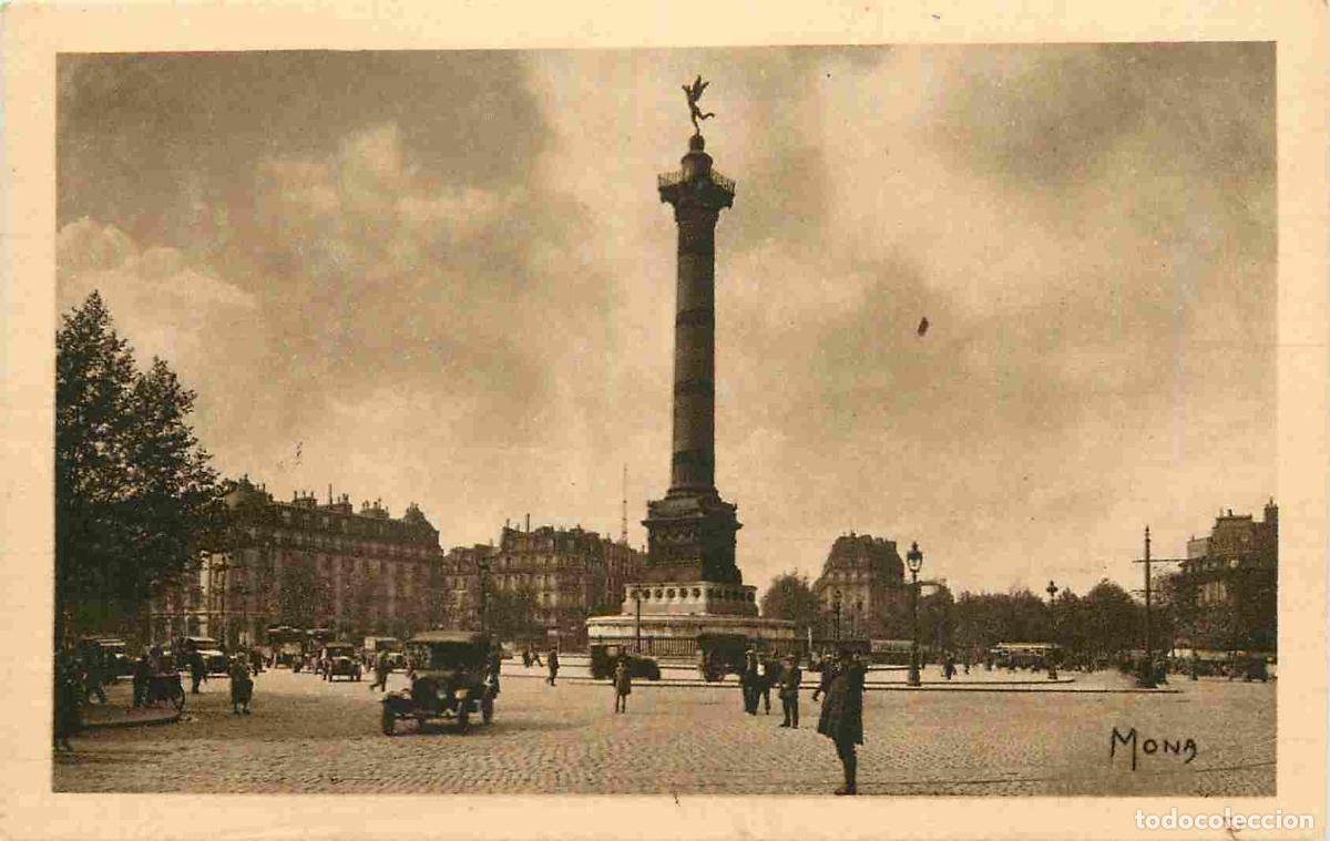 Cartes Postales: France - 75 - Paris - Place de la Bastille - Colonne de Juillet - Anim&eacute;e - Automobiles - Corresponda