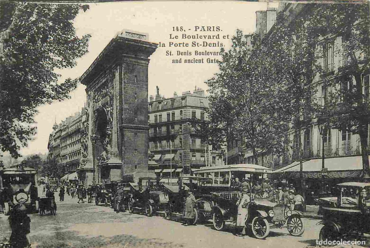 Postkarten: France - 75 - Paris - Le Boulevard et la Porte St-Denis - Anim&eacute;e - Automobiles - CPA - Voir Scans Re