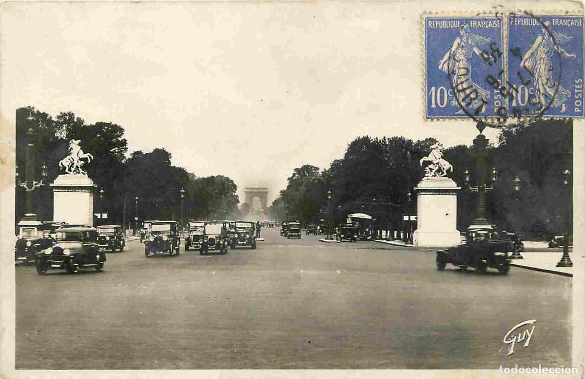 Postcards: France - 75 - Paris - Avenue des Champs-Elys&eacute;es - Automobiles - CPA - Oblit&eacute;ration ronde de 1936 - V