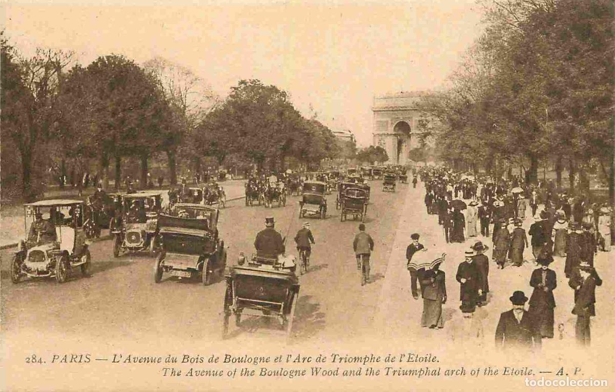 Postcards: France - 75 - Paris - Avenue du Bois de Boulogne et Arc de Triomphe de l'Etoile - Anim&eacute;e - Automobil