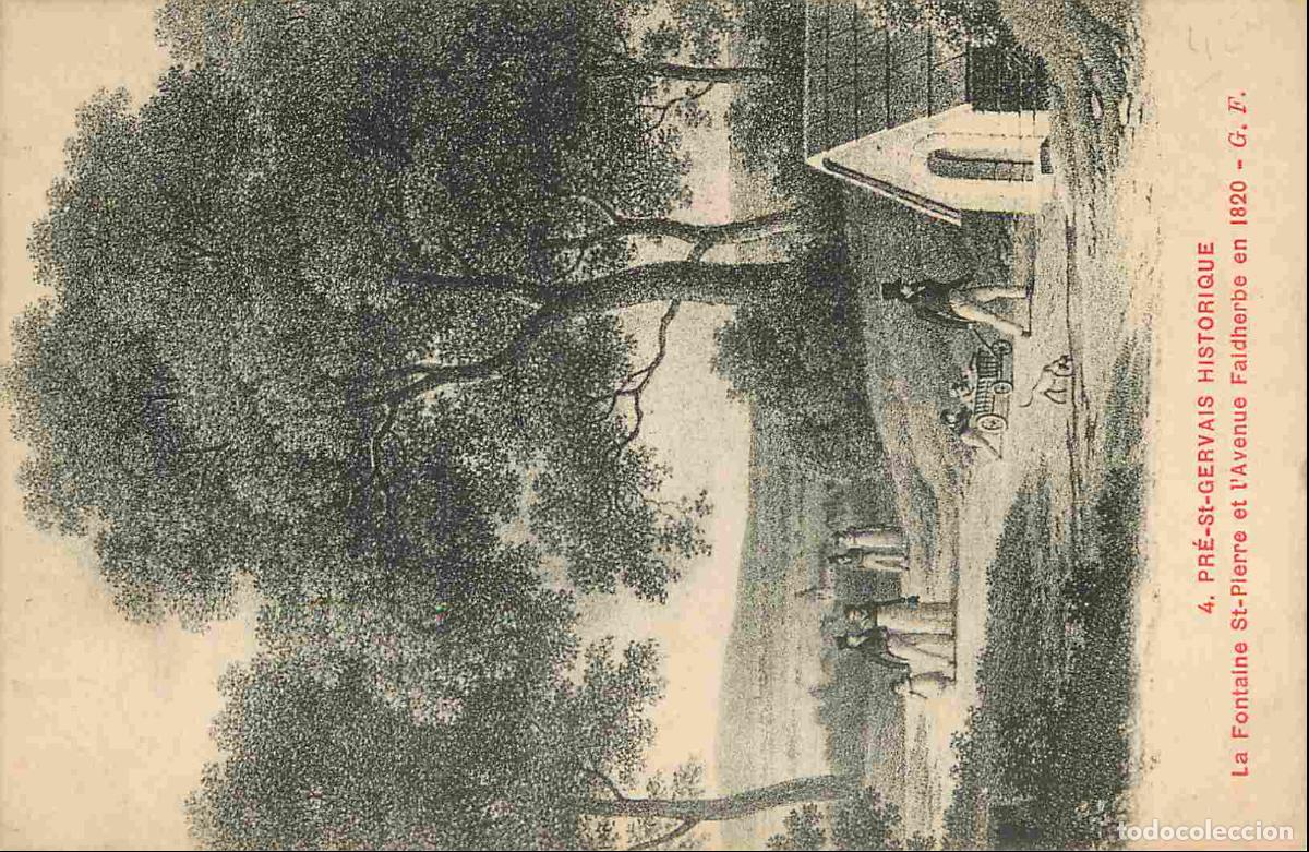 Cartes Postales: France - 93 - Pr&eacute; Saint Gervais - Fontaine St-Pierre et l'Avenue Faidherbe en 1820 - Art Dessin - CP