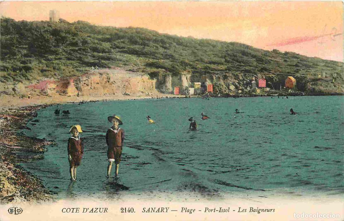 Cartoline: France - 83 - Sanary - Plage - Port-Issol - Les Baigneurs - Anim&eacute;e - Coloris&eacute;e - CPA - Oblit&eacute;ration