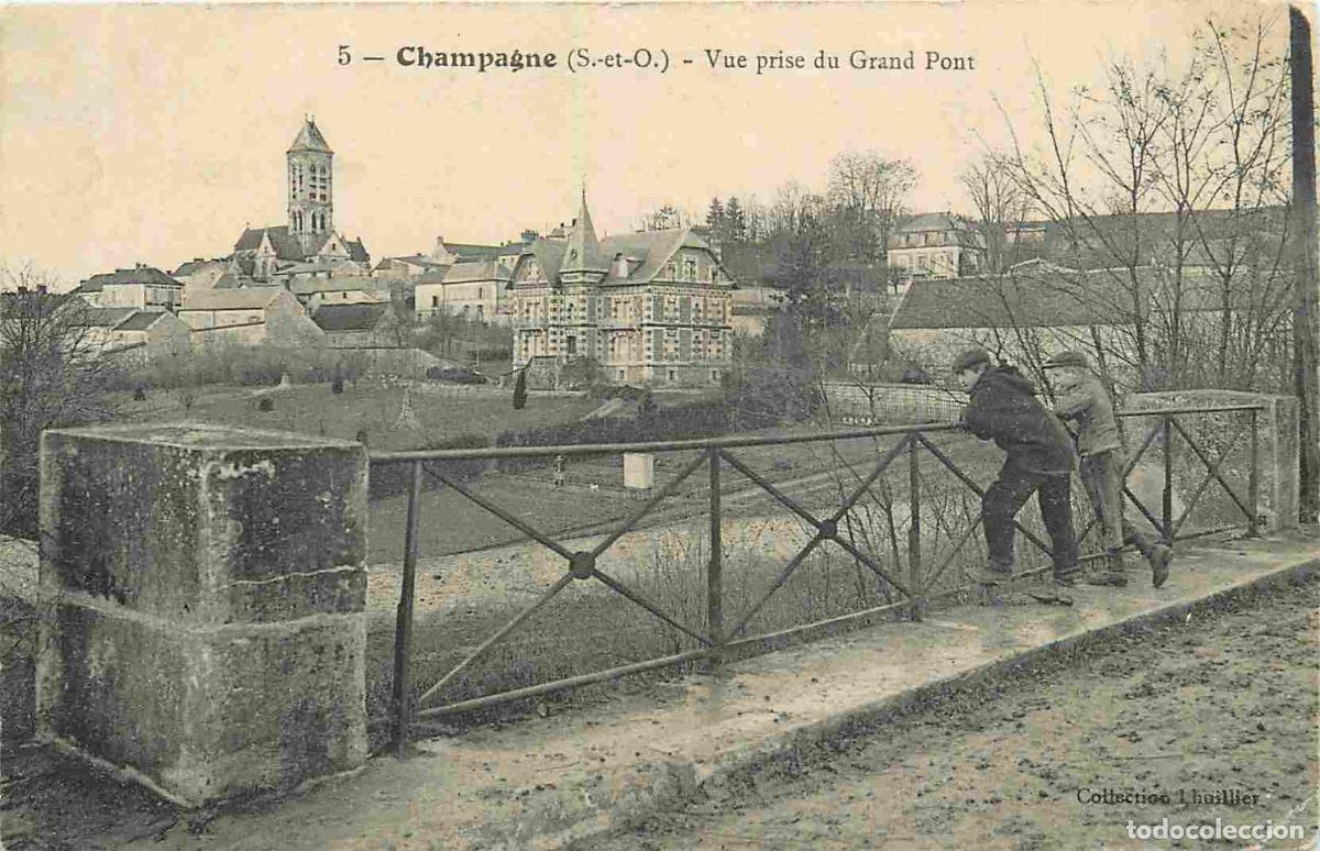Cartes Postales: France - 95 - Champagne - Vue prise du Grand Pont - Anim&eacute;e - Enfants - CPA - Oblit&eacute;ration ronde de 1