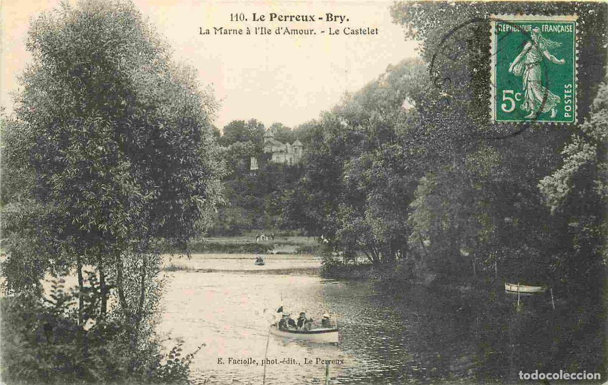 Postkarten: France - 94 - Le Perreux sur Marne - La Marne &agrave; l'Ile d'Amour - Le Caslelet - Anim&eacute;e - Canotage - CP