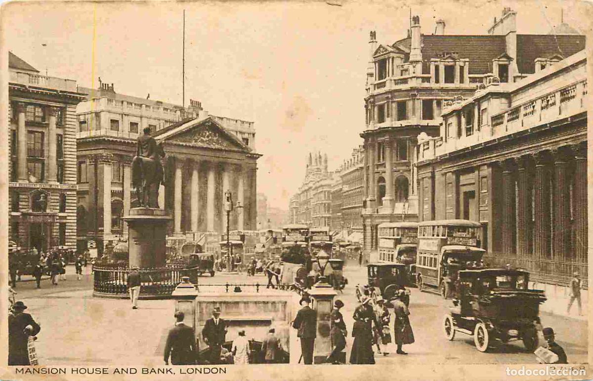 Postkarten: Angleterre - London - Massion House and Bank - Anim&eacute;e - Automobiles - Correspondance - CPA - Oblit&eacute;r