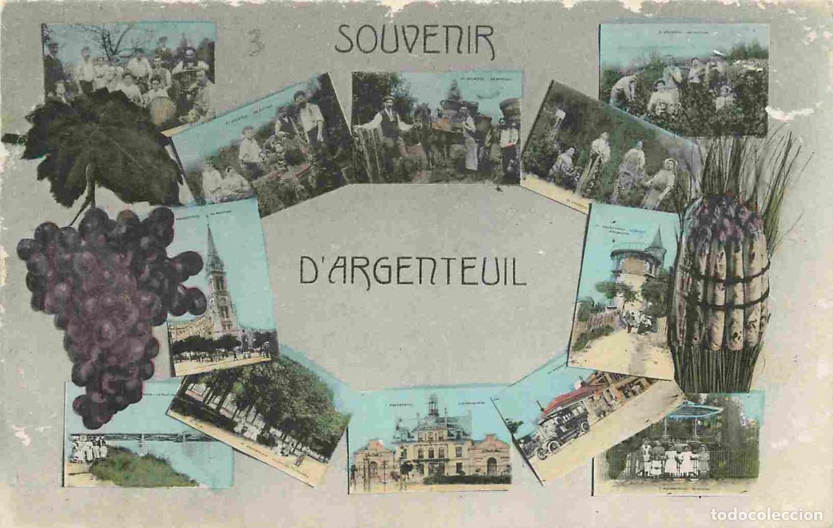 Postkarten: France - 95 - Argenteuil - Multivues - Coloris&eacute;e - Raisins - Correspondance - CPA - Oblit&eacute;ration ron