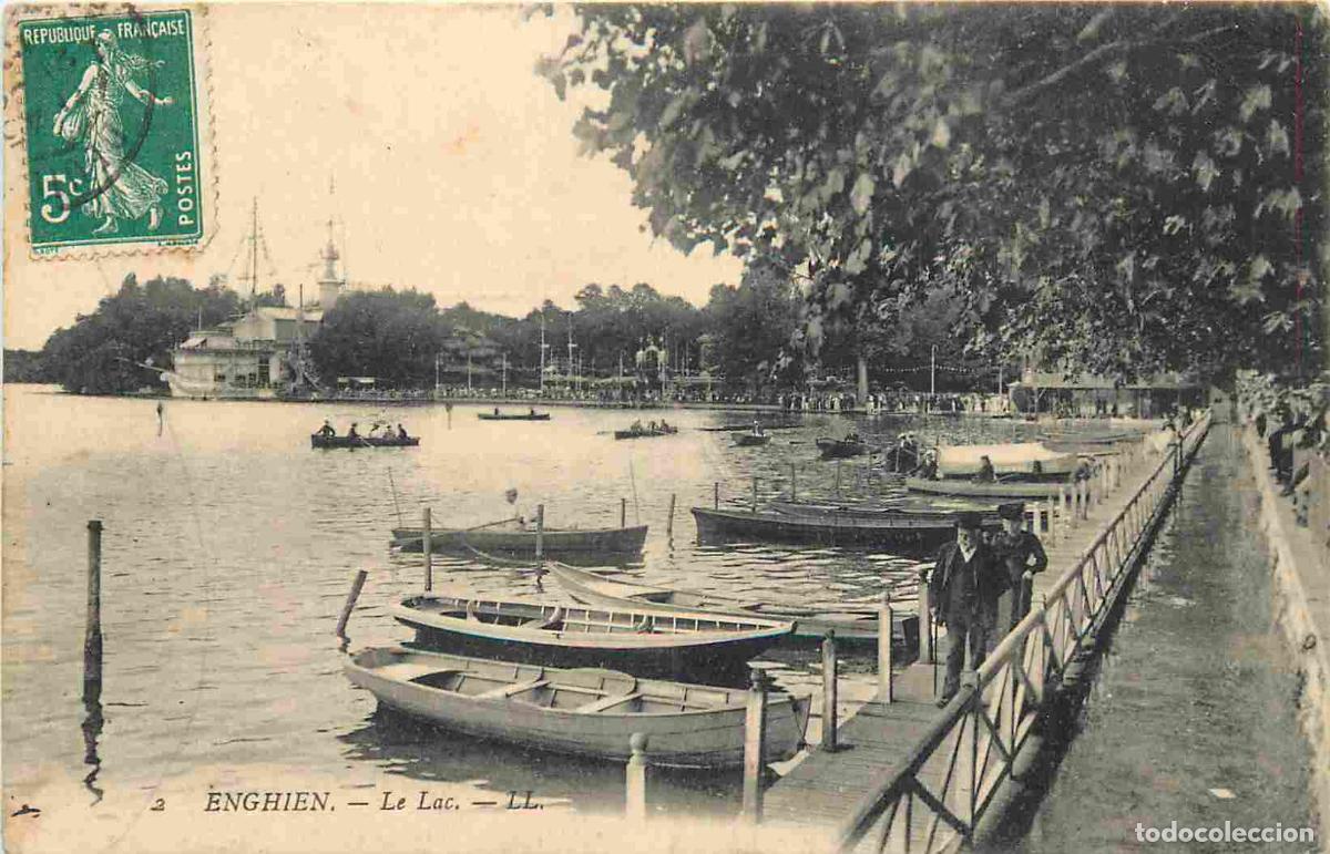 Postkarten: France - 95 - Enghien les Bains - Le lac - Anim&eacute;e - CPA - Oblit&eacute;ration ronde de 1910 - Etat l&eacute;ger pl
