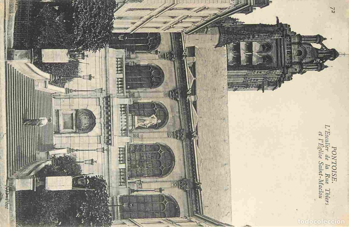Postkarten: France - 95 - Pontoise - L'Escalier de la Rue Thiers et l'Eglise Saint-Maclou - Anim&eacute;e - CPA - Voir