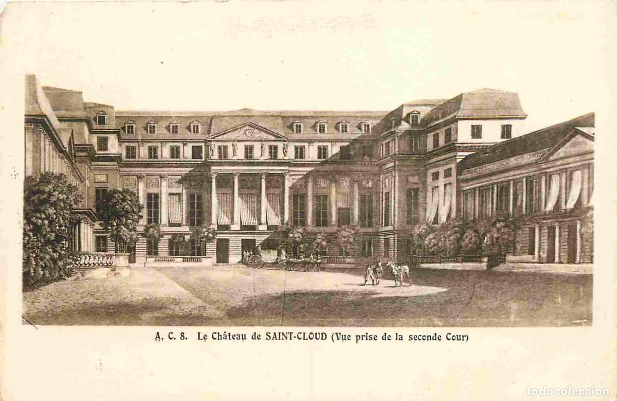 Cartoline: France - 92 - Saint Cloud - Le Ch&acirc;teau - Vue prise de la seconde Cour - d'apr&egrave;s une vieille gravure