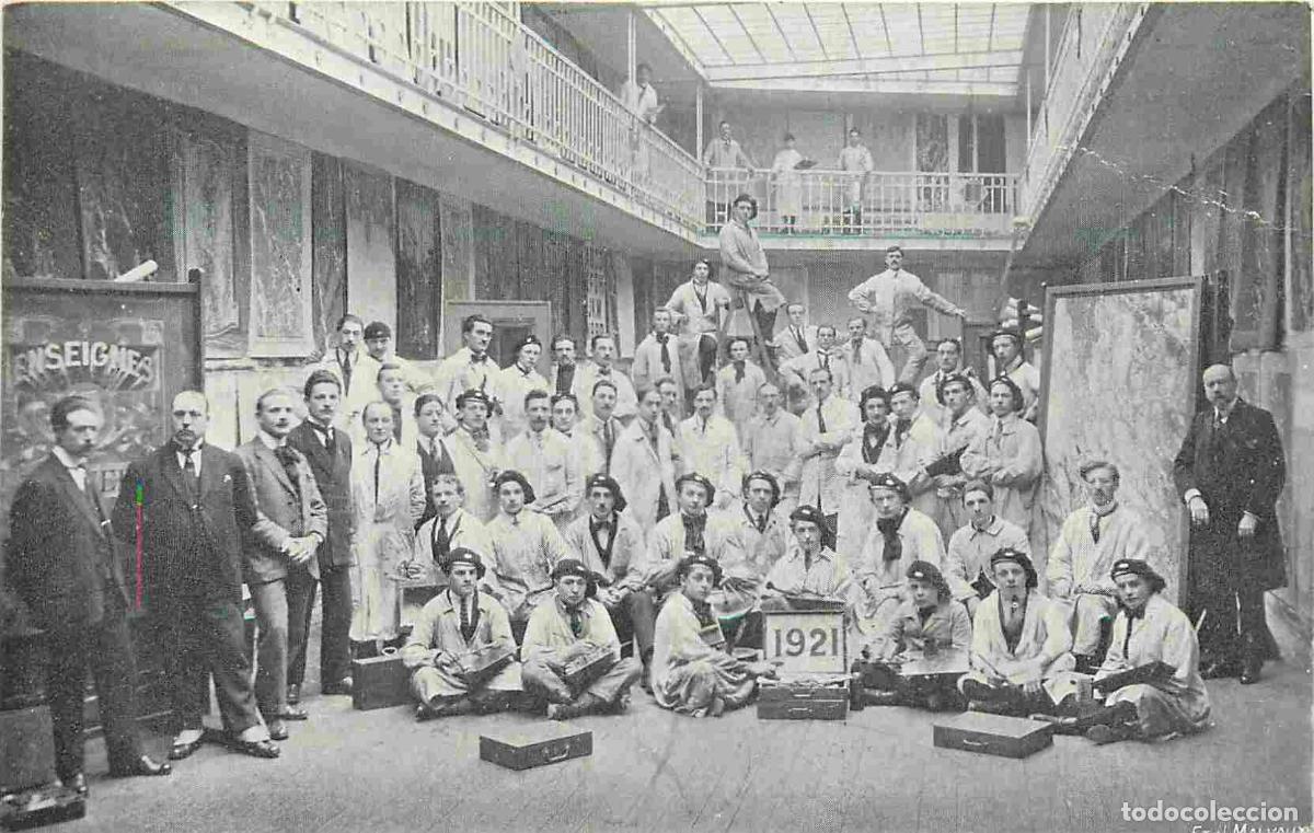 Cartoline: Belgique - Bruxelles - Institut sup&eacute;rieur de Peinture - 30 rue du m&eacute;tal - Anim&eacute;e - Cession de 1921 -