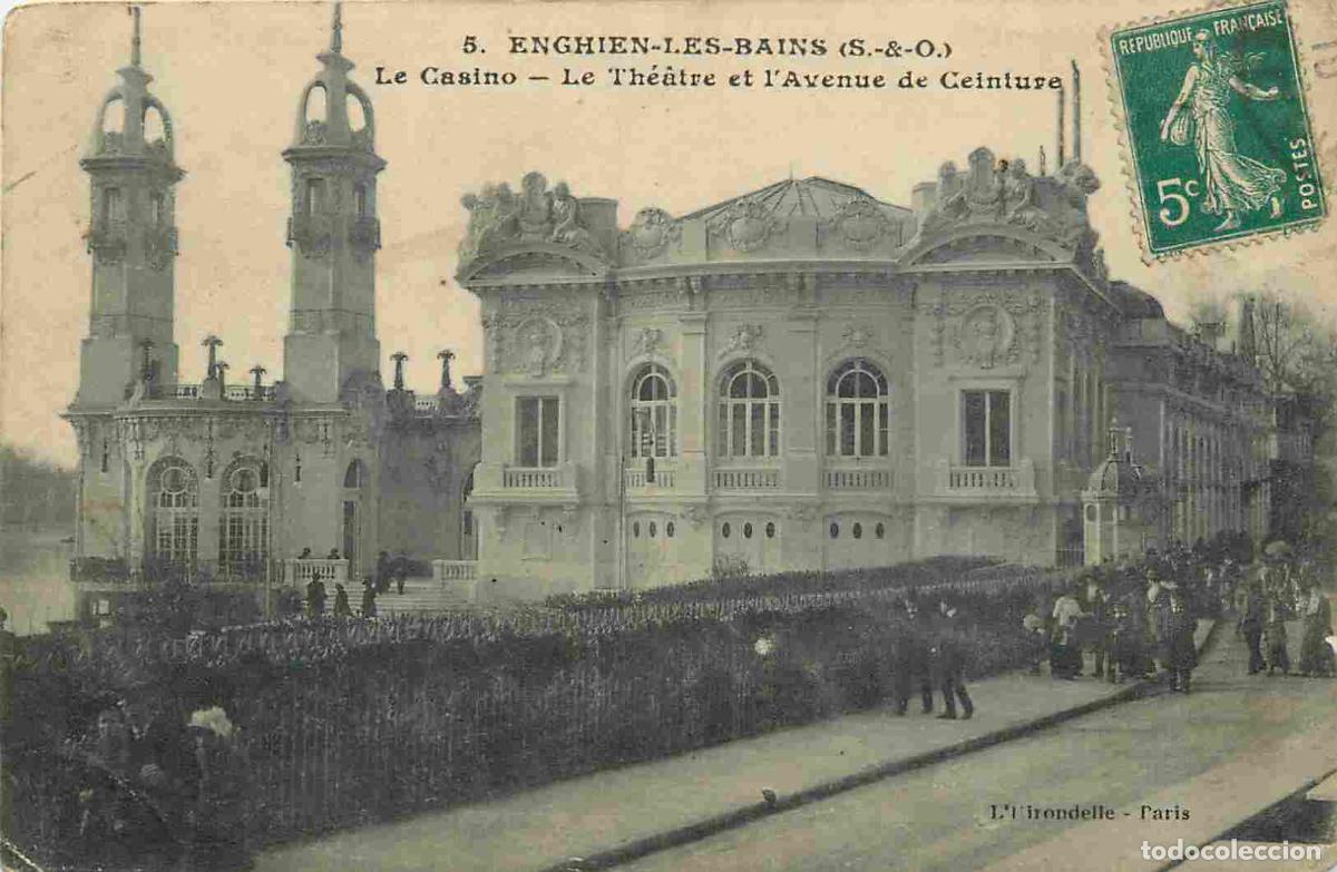 Cartoline: France - 95 - Enghien les Bains - Le Casino � Le Th&eacute;&acirc;tre et l'Avenue de Ceinture - Anim&eacute;e - CPA - Et