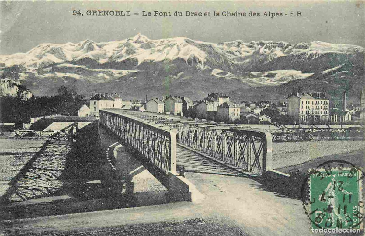 Postcards: France - 38 - Grenoble - Le Pont du Drac et la Chaine des Alpes - CPA - Oblit&eacute;ration ronde de 1921 -