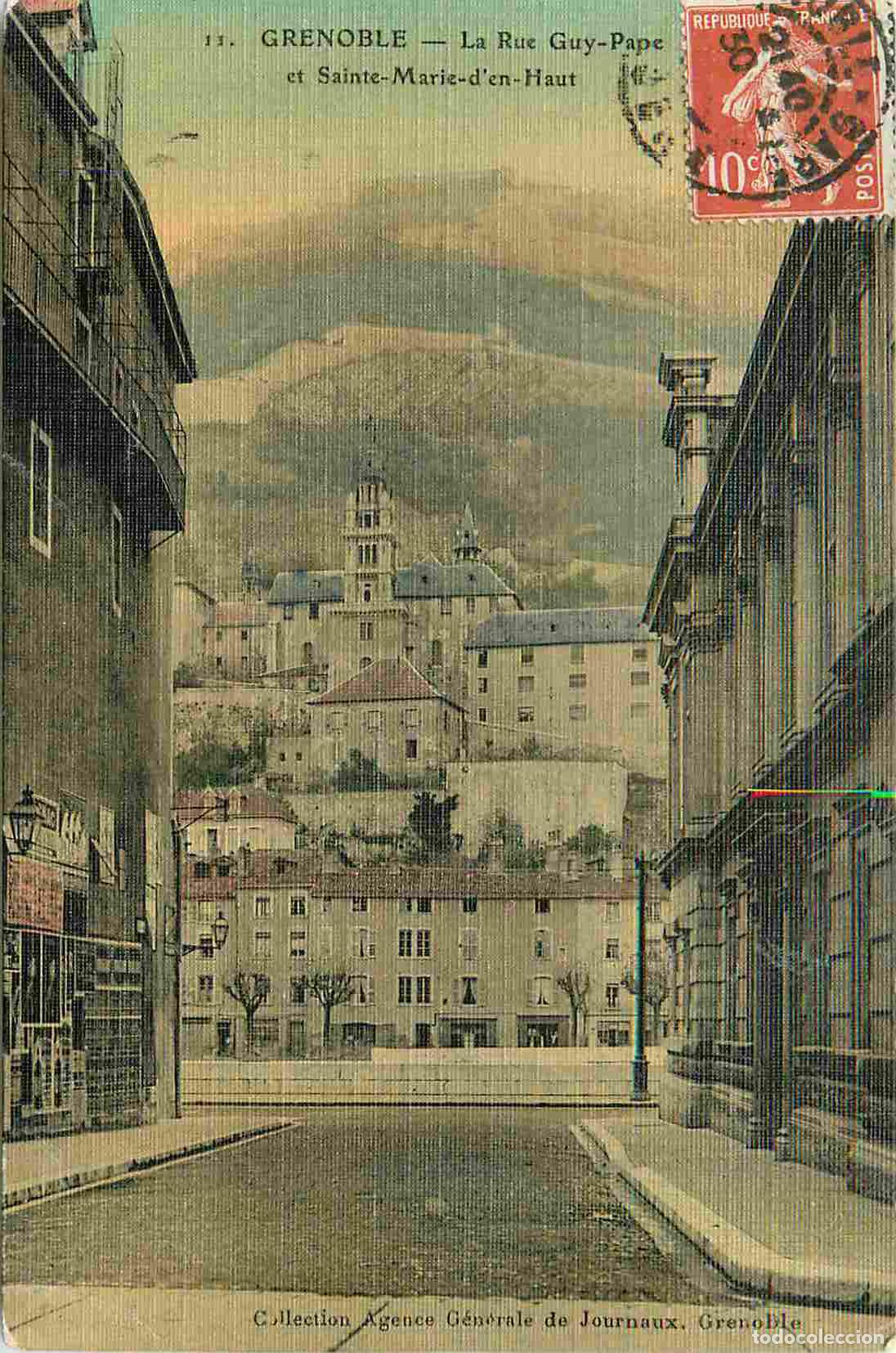 Postcards: France - 38 - Grenoble - La Rue Guy pape et Sainte Marie d'en Haut - Coloris&eacute;e - Carte Gauffr&eacute;e - CP