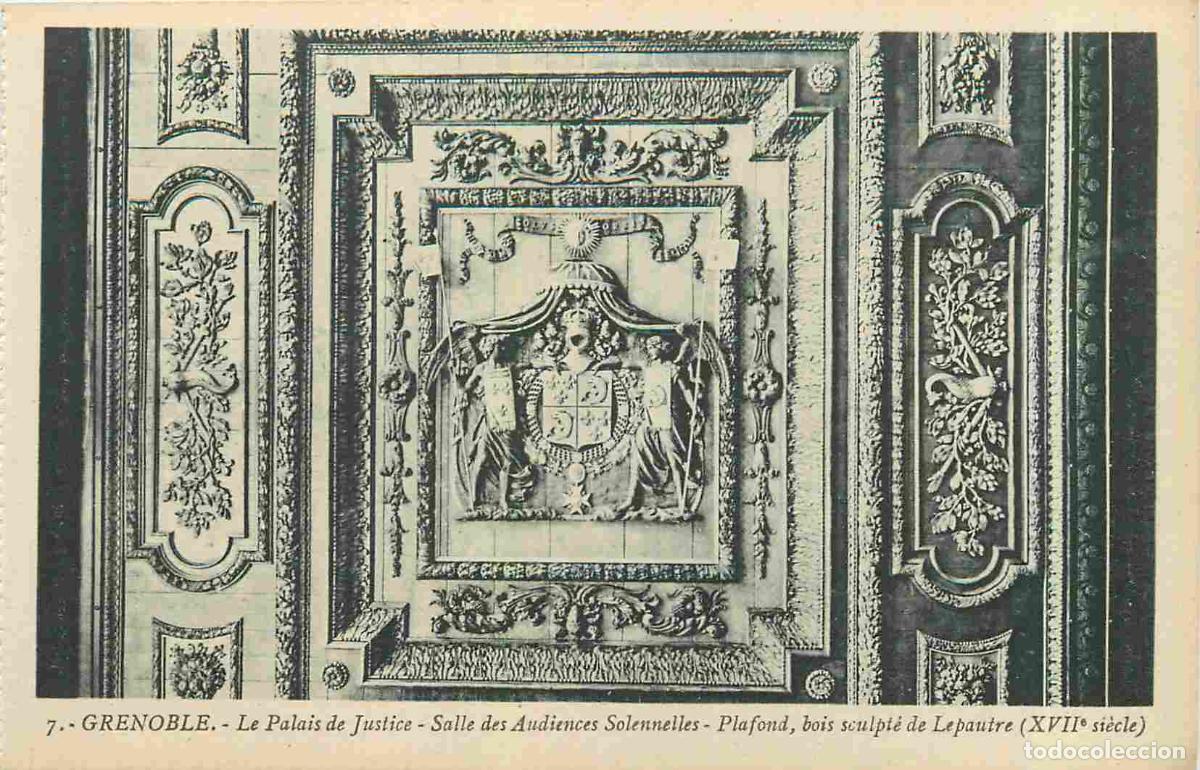Postcards: France - 38 - Grenoble - int&eacute;rieur du Palais de Justice - Salle des Audiences Solennelles - Plafond