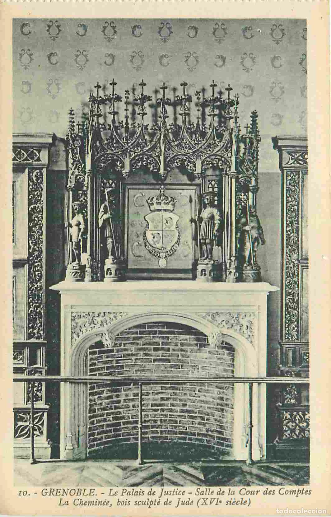 Postcards: France - 38 - Grenoble - int&eacute;rieur du Palais de Justice - Salle de la Cour des Comptes - Chemin&eacute;e et